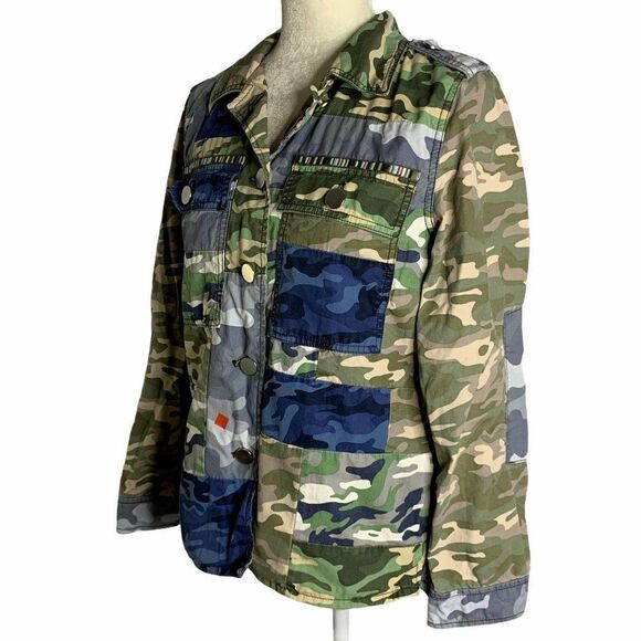 Gap Patchwork Camouflage Utility Jacket Blue Green - Picture 3 of 5